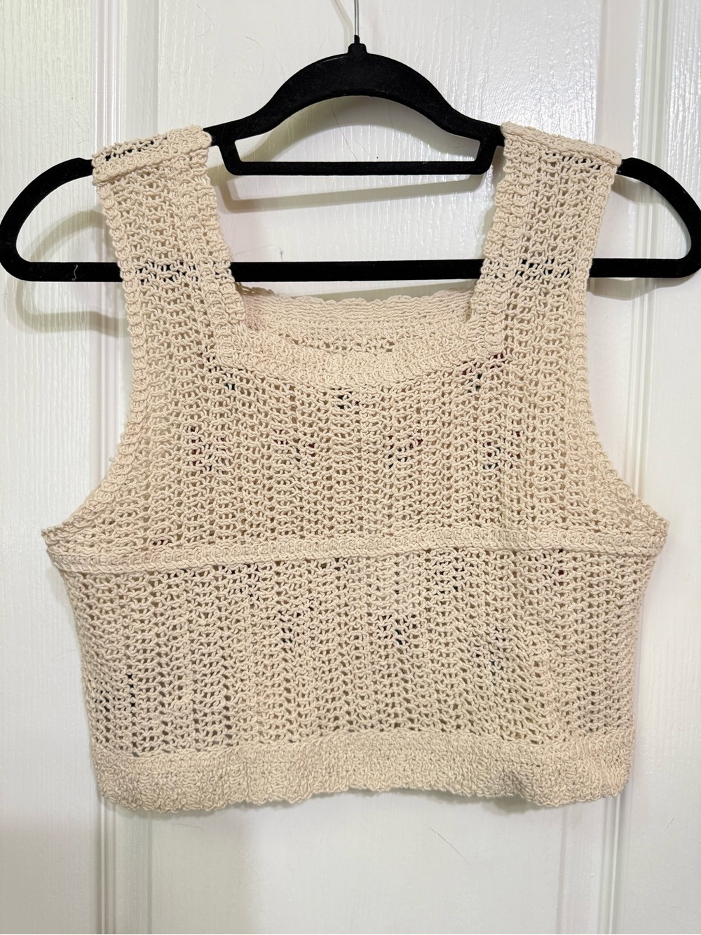 H184 POL OS fit S M Best pp16-18 Cream Crocheted Floral Tank  Pink Teal Embroid - Picture 3 of 7